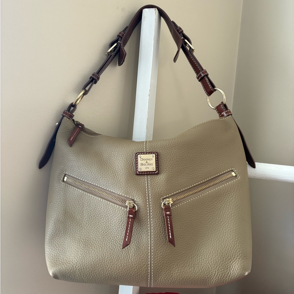 Dooney & Bourke Taupe Leather Shoulder Bag